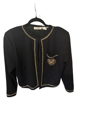 Large Liz Claiborne Vintage Beaded Cardigan - Vintage Beaded Sweater- wool blend